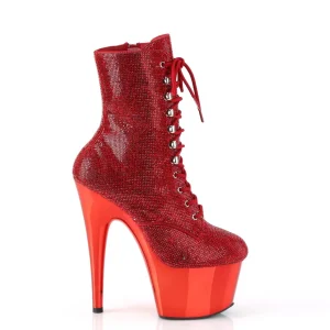 Rouge pierre strass 18 cm ADORE-1020CHRS bottines talons hauts pleaser