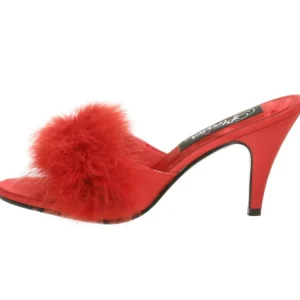 Rouge Plumes 8 cm AMOUR-03 Chaussures Mules pour Hommes