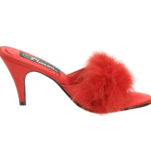 Rouge Plumes 8 cm AMOUR-03 Chaussures Mules pour Hommes