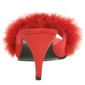 Rouge Plumes 8 cm AMOUR-03 Chaussures Mules pour Hommes