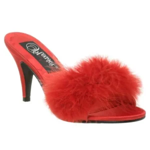 Rouge Plumes 8 cm AMOUR-03 Chaussures Mules pour Hommes