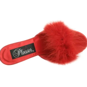 Rouge Plumes 8 cm AMOUR-03 Chaussures Mules pour Hommes