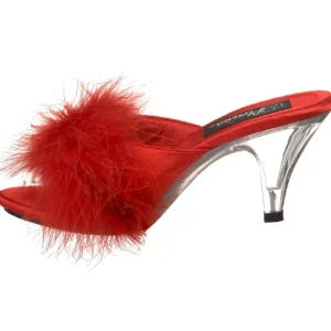 Rouge Plumes 8 cm BELLE-301F Chaussures Mules pour Hommes