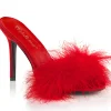 Rouge Plumes 10 cm CLASSIQUE-01F Chaussures Mules pour Hommes