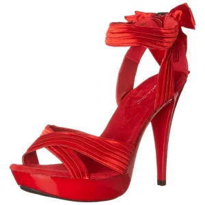 Rouge Satin 13 cm COCKTAIL-568 Sandales Talons Hauts