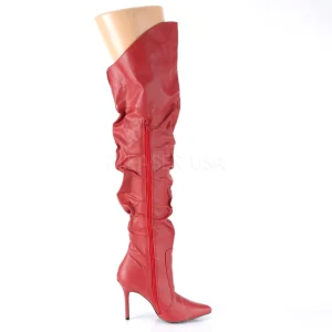 Rouge Similicuir 10 cm CLASSIQUE-3011 Bottes Cuissardes Talons Hauts