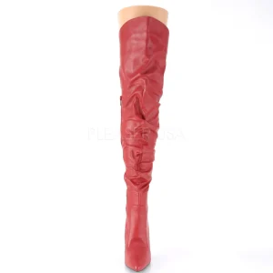 Rouge Similicuir 10 cm CLASSIQUE-3011 Bottes Cuissardes Talons Hauts