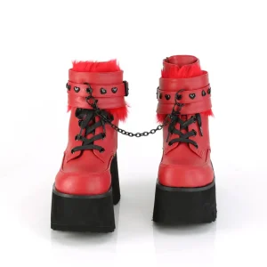 Rouge Vegan 9 cm ASHES-57 bottines à talons épais plateforme lolita