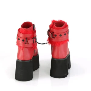 Rouge Vegan 9 cm ASHES-57 bottines à talons épais plateforme lolita