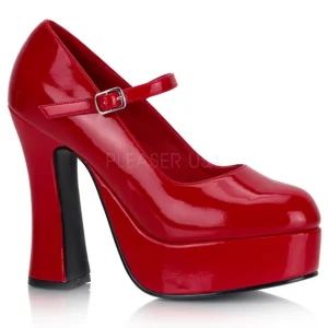 Rouge Verni 13 cm DOLLY-50 Mary Jane Escarpins Haut Talon
