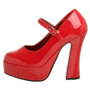 Rouge Verni 13 cm DOLLY-50 Mary Jane Escarpins Haut Talon