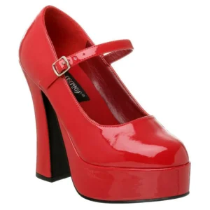 Rouge Verni 13 cm DOLLY-50 Mary Jane Escarpins Haut Talon