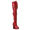 Rouge Verni 13 cm ELECTRA-3028 Bottes Cuissardes Talons Hauts