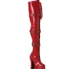 Rouge Verni 13 cm ELECTRA-3028 bottes cuissardes hommes