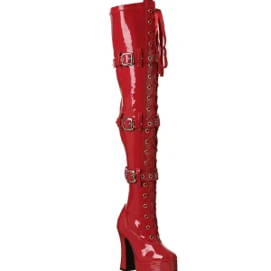 Rouge Verni 13 cm ELECTRA-3028 bottes cuissardes hommes