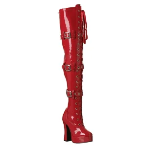 Rouge Verni 13 cm ELECTRA-3028 Bottes Cuissardes Talons Hauts