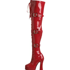 Rouge Verni 13 cm ELECTRA-3028 bottes cuissardes hommes