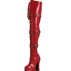 Rouge Verni 13 cm ELECTRA-3028 Bottes Cuissardes Talons Hauts