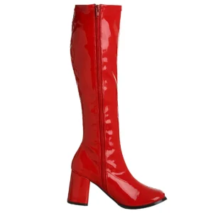 Rouge Verni 7,5 cm GOGO-300 Bottes Femmes pour Hommes