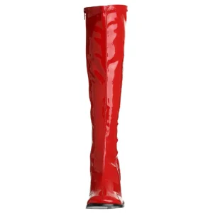 Rouge Verni 7,5 cm GOGO-300 Bottes Femmes pour Hommes