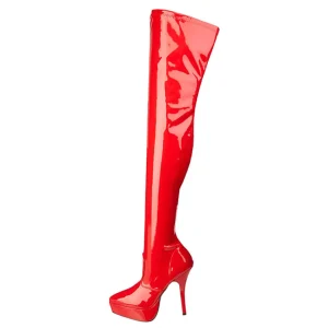 Rouge Verni 13,5 cm INDULGE-3000 bottes cuissardes hommes
