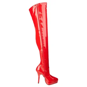 Rouge Verni 13,5 cm INDULGE-3000 bottes cuissardes hommes