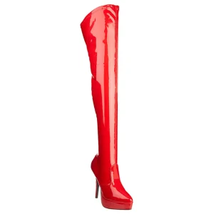 Rouge Verni 13,5 cm INDULGE-3000 bottes cuissardes hommes