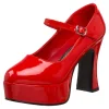 Rouge Verni 11 cm MARYJANE-50 Mary Jane Escarpins Haut Talon