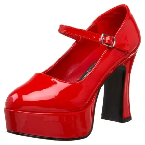 Rouge Verni 11 cm MARYJANE-50 Mary Jane Escarpins Haut Talon