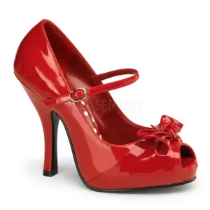 Rouge Verni 12 cm retro vintage CUTIEPIE-08 Escarpin Bout Ouvert
