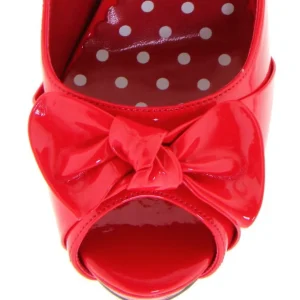 Rouge Verni 12 cm retro vintage CUTIEPIE-08 Escarpin Bout Ouvert