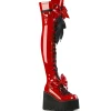 Rouge Verni 11,5 KERA-303 bottes cuissardes à lacets