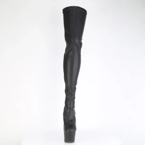Similicuir 18 cm ADORE-3850 bottes cuissardes à lacets noirs
