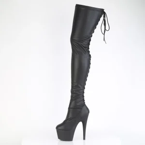 Similicuir 18 cm ADORE-3850 bottes cuissardes à lacets noirs