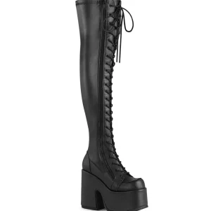 Similicuir 13 cm CAMEL-300 femme overknee botte plateforme épais talon chunky