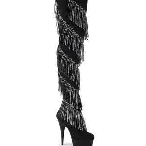 Similicuir 15 cm DELIGHT-3065 botte cuissarde plateforme a frangees