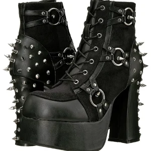 Similicuir 11,5 cm DemoniaCult CHARADE-100 bottines gothique avec rivets