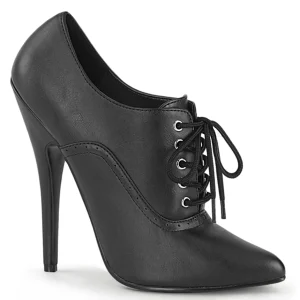 Similicuir 15 cm DOMINA-460 escarpins talons oxford à lacets noir
