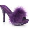 Similicuir 11,5 cm ELEGANT-401F mule à talon hauts plume pourpre
