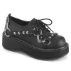 Similicuir 5 cm EMILY-32 chaussures punk noir avec lacets