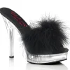 Similicuir 13,5 cm MAJESTY-501F-8 mule à talon hauts plume noirs