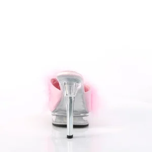 Similicuir 13,5 cm MAJESTY-501F-8 mule à talon hauts plume roses