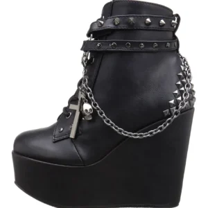 Similicuir 13 cm POISON-101 bottines compensées lolita gothique