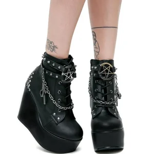 Similicuir 13 cm POISON-101 bottines compensées lolita gothique