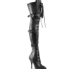 Similicuir 13 cm SEDUCE-3028 bottes cuissardes à lacets noirs