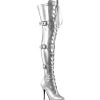 Similicuir 13 cm SEDUCE-3028 bottes cuissardes à lacets argent