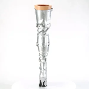 Similicuir 13 cm SEDUCE-3028 bottes cuissardes à lacets argent