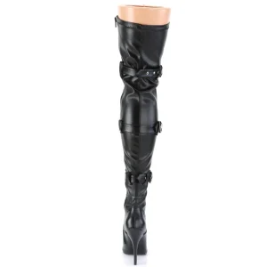 Similicuir 13 cm SEDUCE-3028 bottes cuissardes à lacets noirs