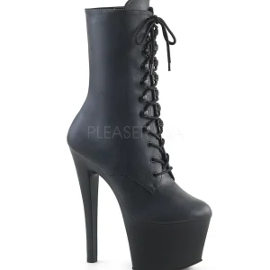 Similicuir 18 cm SKY-1020 bottines talons hauts à lacets noirs