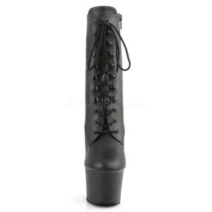 Similicuir 18 cm SKY-1020 bottines talons hauts à lacets noirs